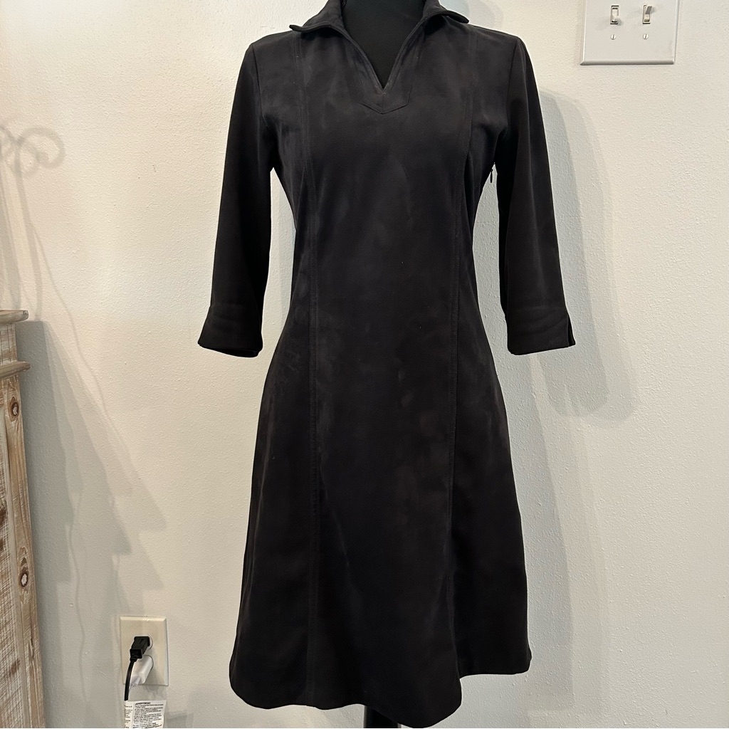 J. Mclaughlin Black Faux Suede Tunic Shift Dress Size Xs